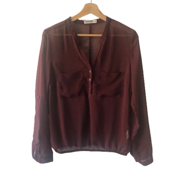 🛍️Garage Sheer Chiffon Blouse Size M - Picture 1 of 13